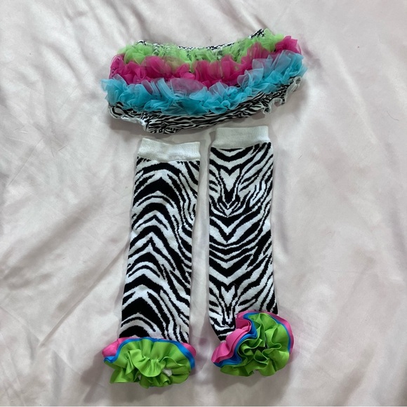 🧡2FOR$15 Boutique 2 Bloomers Zebra Rainbow&Pink Leopard Ruffle Diaper Set - Picture 7 of 7